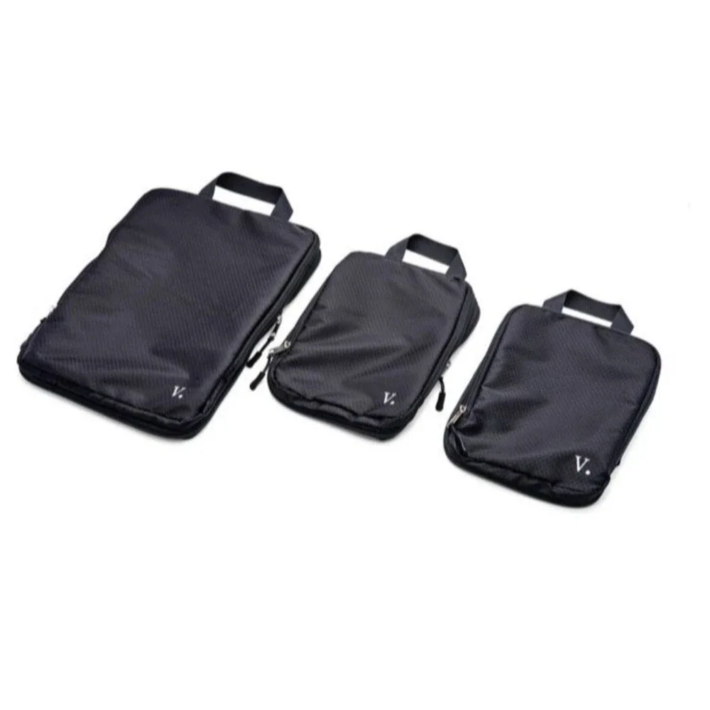 Verdict Packing Cubes Set 3 Travel Organizer Bags Who Let The Air Out Black NEW - Picture 2 of 10